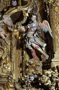 Detail of Churrigueresque decoration by School Mexican