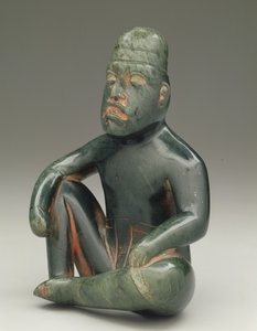 Seated Figure with Upraised Knee, Highland Olmec, San Martin Texmelucan by School Mexican
