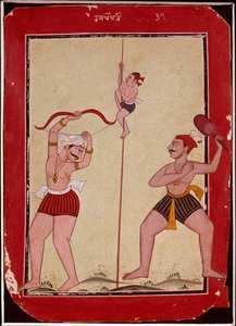 Three athletes during training (rope, archery and snowshoeing game)