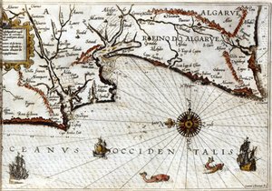 Cape Sagres (or Sacred Cape) at the end of Portugal after the portulan of Luca J. Waghenaer Treesor of zeevaert printed in Leiden in 1592 by School Netherlandish