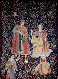 The curtain of the Seigneuriale Life: the concert. Tapestry of wool and silk made around 1520 in the Netherlands. Paris, national museum of the Middle Ages, Thermes de Cluny