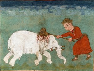 Rostam Kills the White Elephant from Shahnameh