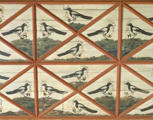 Detail of the decoration of the ceiling in the Salon of the Magpies