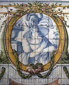 Ornamental panel with a portrait of a woman by School Portuguese