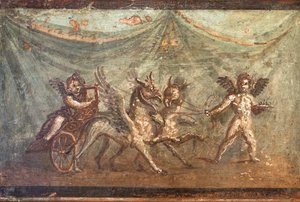 Cupids and Chariot Pulled by Griffins, Herculaneum by School Roman