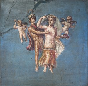 Mars and Venus on a Blue Background, Herculaneum by School Roman