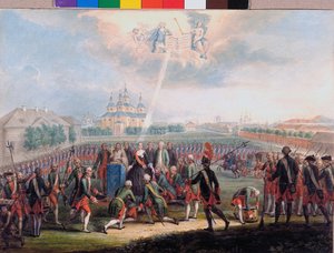 Catherine II Greeted by The Izmaylovsky Lifeguard Regiment on the Day of The Palace Revolution on June 28