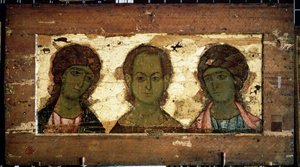 Christ Emmanuel with the Archangels Michael and Gabriel by School Russian