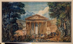 Preparatory Decor for the Opera Phaedra by Giovanni Paisiello. Russian scenographic art, circa 1800.