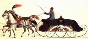 Horse Drawn Sleigh by School Russian