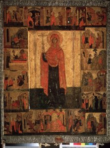 Life and episodes of Saint Paraskeva Pyatnitsa. Russian icon, painting on wood, 15th century. State History Museum, Moscow