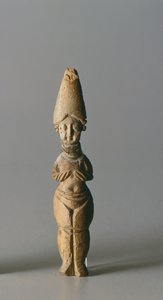 Figurine with a tall hat, from Susa, Iran, 4th-6th century AD by School Sasanian