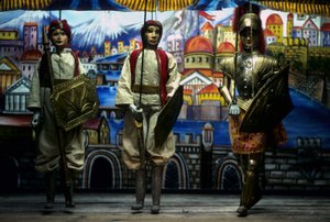 Puppi, Palermo, Sicily, Italy. These Sicilian puppets belong to an ancient tradition aimed at telling Sicilians the story of the Norman invasions.