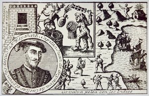 Spaniards under Juan de Grijalva land at Yucatan and engage Maya warriors at the Battle of Champoton, May 1518 by School Spanish