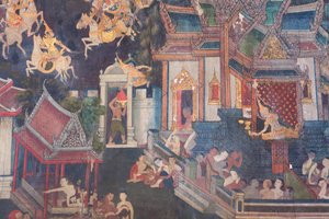 Murals in the Buddhaisawan Chapel, Palace of Wang Na by School Thai