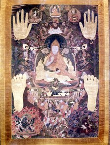 Blo Bzang Rgya ktso, the fifth Dalai Lama, the most illustrious and important in history. Tibetan Thai-ka, Guimet Museum, Paris by School Tibetan