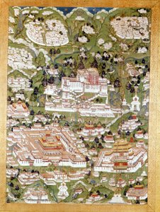 Representation of the City of Lhasa, Tibetan Thai-Ka, Guimet Museum, Paris by School Tibetan