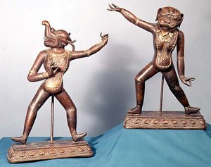 Two Figures of Dakinis by School Tibetan