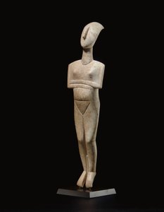 Cycladic reclining female figure, name-piece of the Schuster Master, Early Cycladic II by Schuster Master