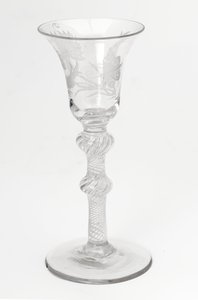 Engraved Jacobite Airtwist Drinking Glass by Scottish School