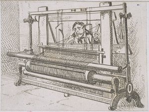 Image of a Man at a Loom, from A Statistical Account of the Barony Parish of Glasgow by James Hopkirk, 1827