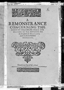 Title Page for A Remonstrance concerning the present troubles from the meeting of the estates of the Kingdome of Scotland, published 1640