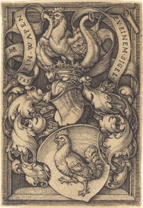 Coat of Arms with a Cock by Sebald Beham