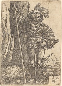 Foot Soldier Standing by a Tree by Sebald Beham
