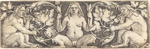 Ornament with Three Satyrs by Sebald Beham