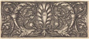 Ornament with Two Grotesque Dolphins by Sebald Beham