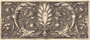 Ornament with Two Grotesque Dolphins