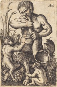 Satyr Blowing a Horn by Sebald Beham