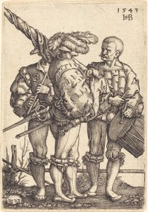 Standard Bearer, Drummer, and Piper by Sebald Beham