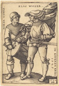 Standard Bearer and Drummer by Sebald Beham