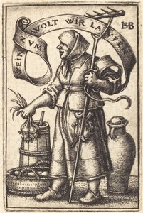 The Market Woman [right] by Sebald Beham