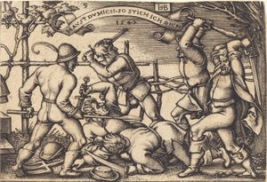 The Peasant Fight by Sebald Beham