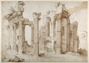 Columniated Ruins of the Temple of Minerva, Forum of Nerva, Rome by Sebastian Vrancx