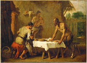 Satyr and Farmer, an Aesopian Fable by Sebastiano (attr. to) Ricci