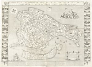 Iconographic Representation of the Illustrious City of Venice by Sebastiano Ricci, Lodovico Ughi, Giovanni Antonio Faldoni for the map, with Francesco Zucchi