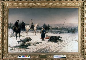 Garibaldi in Dijon on a battlefield, painting by S. De Albertis. 1877. Museum of Risorgimento. Milan by Sebastiano de Albertis