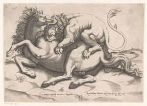 Horse Attacked by a Lion