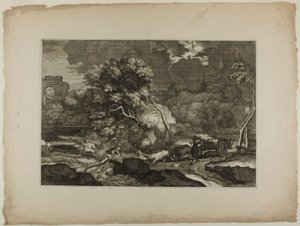 Cart Drawn by Two Pairs of Oxen in a Storm by Sébastien Bourdon