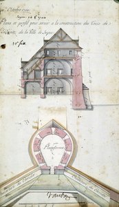 Plan and cut of the towers of the city of Seyne, by Vauban, October 10