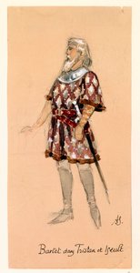 France, Paris, Costume Sketch for Kurwenal in Tristan and Isolde by Richard Wagner for Performance at Paris Palais Garnier