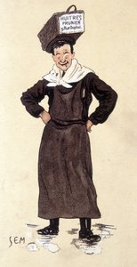Seller of oysters from the store Prunier. Chromolithography signed SEM (1863 - 1934)