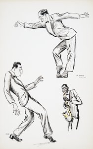 Two gentlemen in black tie perform La Danse Havas to the saxophone, from White Bottoms, pub. 1927