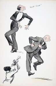 Two men in suits dancing while a musician plays the trumpet, from White Bottoms, pub. 1927