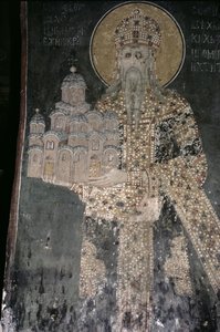 King Stephen Uros II Milutin with a model of the church, 1311-21