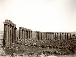 The oval columned piazza from the north west, Jerash, 1867
