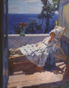 A lady on the balcony